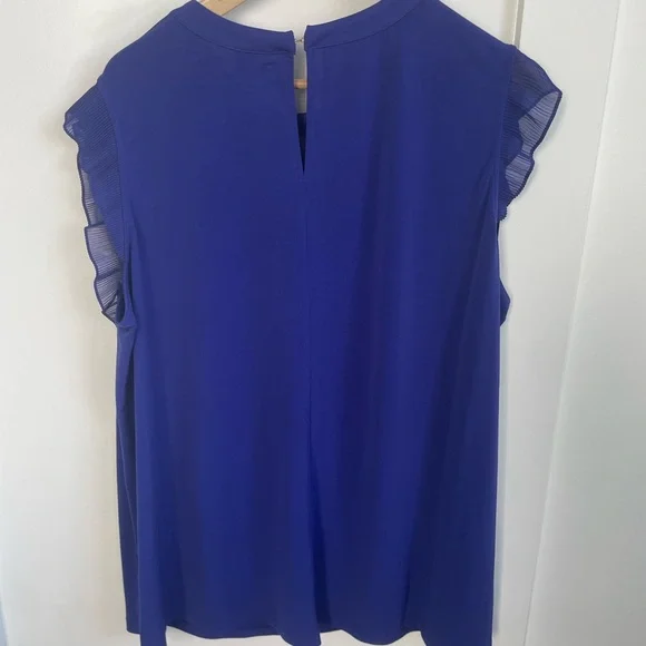 Royal blue shirt with sheer upper chest panel and sleeves. Sz 2x - Picture 2 of 9